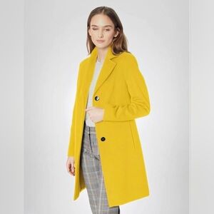 Calvin Klein Petite XS Yellow Wool Blend Classic Button Front Coat